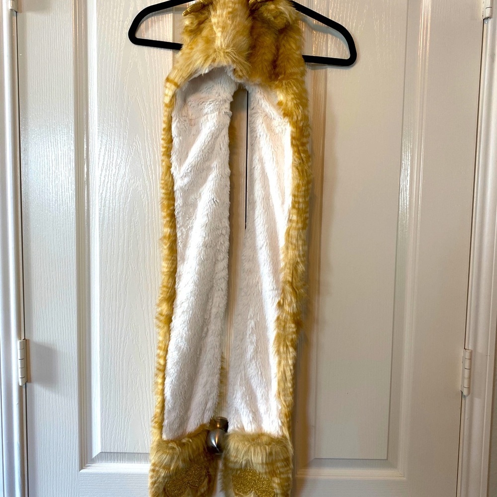 Claire’s Reindeer Faux Fur Beanie Scarf with hand Pockets